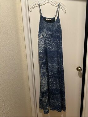 Anthropologie Patrimi Cobalt Galaxy Splash Print Silk Maxi Dress Size 14